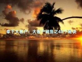 拿下大客户？掌握大客户销售的这48个秘诀